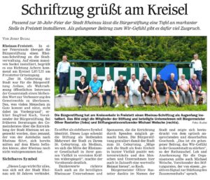 Zeitungsbericht – Neuer Schriftzug am Kreisel