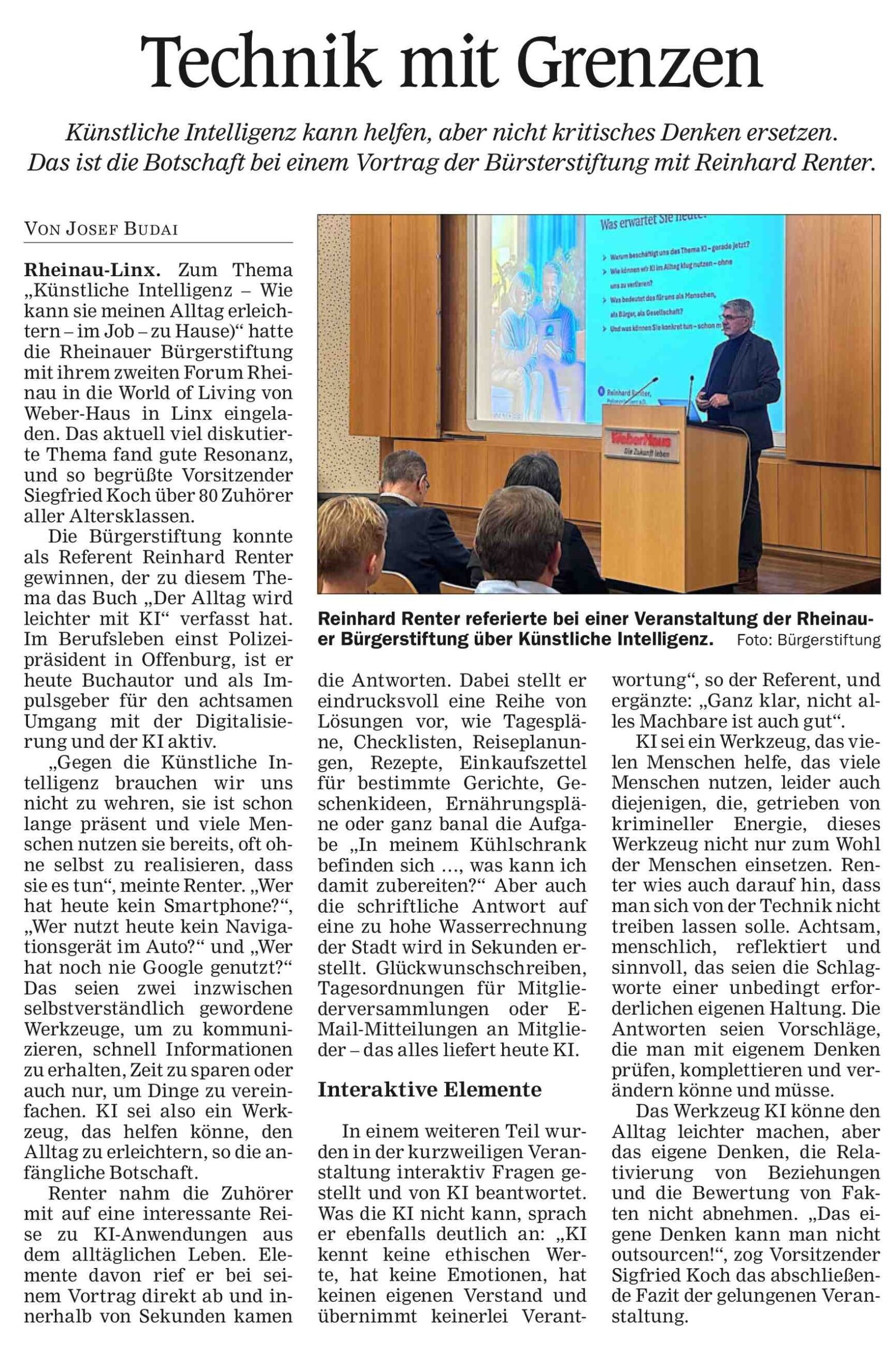 Reinhard Renter über Künstliche Intelligenz